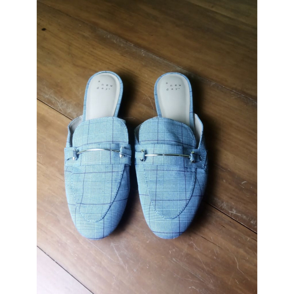 A New Day Shoes - Women's A New Day Blue Plaid Mules Size 11